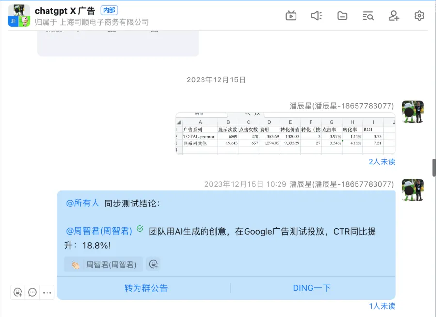 VEVOR historical project screenshot of an advertising click test for AI creatives