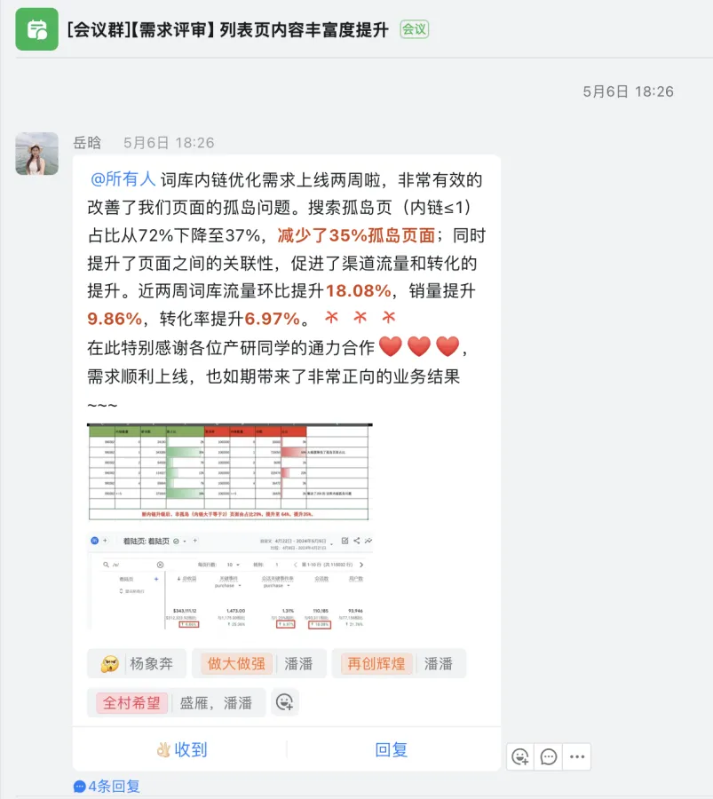 VEVOR historical project screenshot: VEVOR internal link optimization review