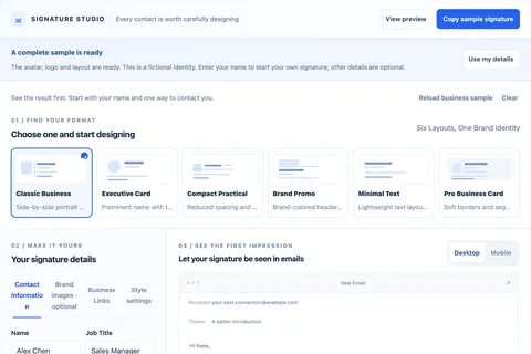 Email signature generator screenshot