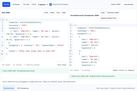 JSON Formatter screenshot