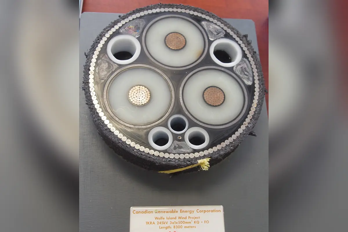 Sección transversal de un cable de alimentación